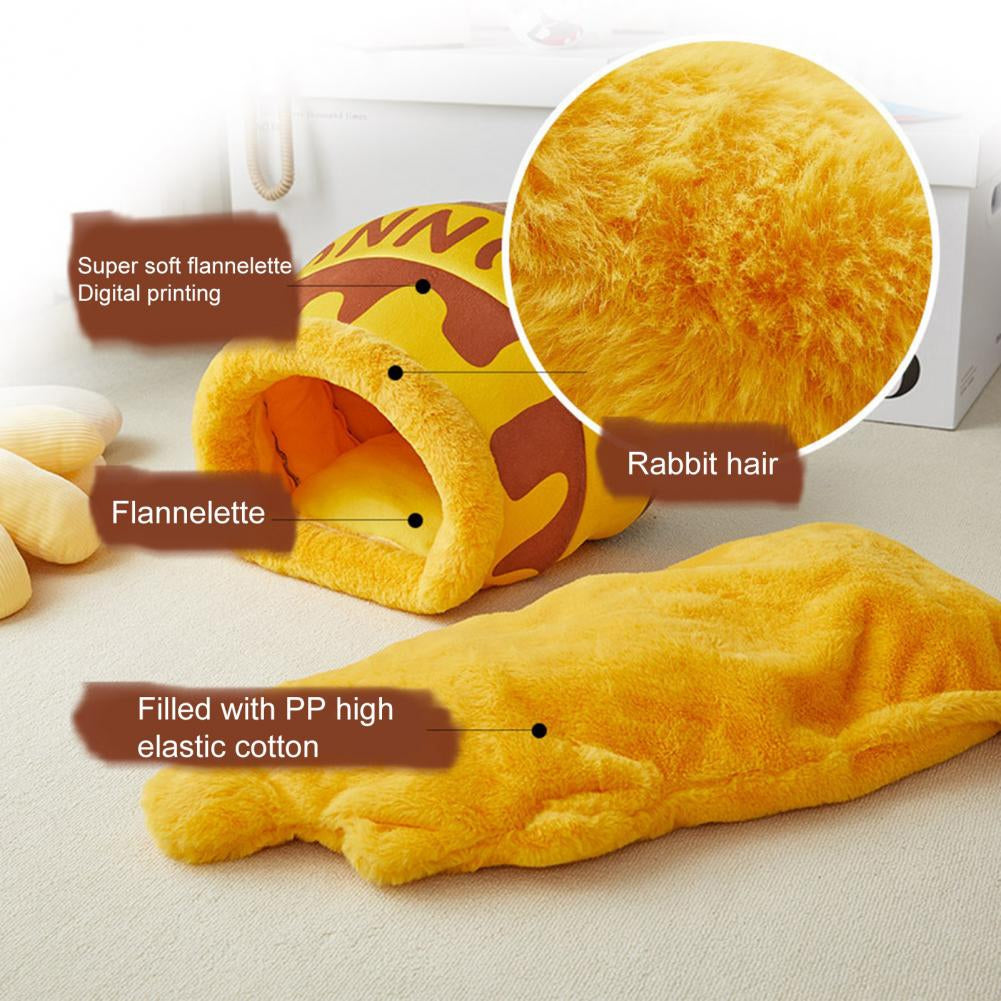 Pet Nest Cute Honey Pot Shape Warm Soft Comfortable Removable Washable Sleeping Bed For Cats Dogs 32 x 39cm yellow