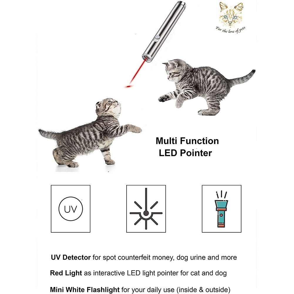 Metal Funny  Cat  Stick With Usb Rechargeable Led Projection Pattern Multi-pattern Red Light Green Light Switchable Pet Interactive Toy 5-in-1
