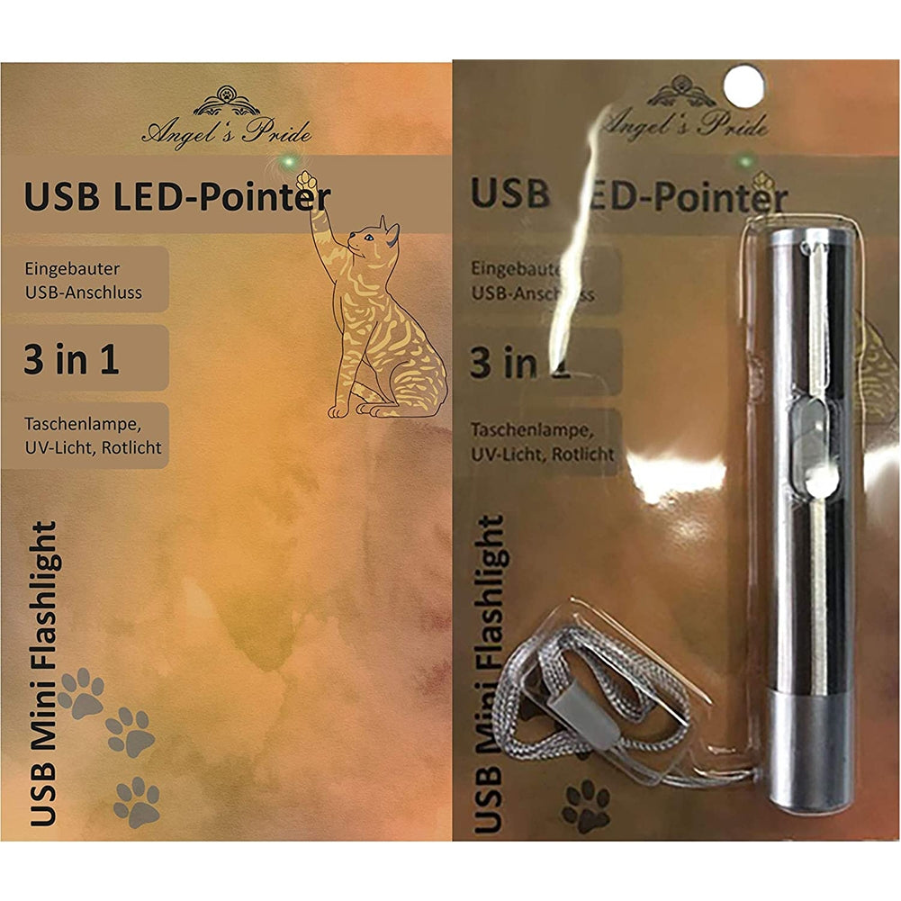 Metal Funny  Cat  Stick With Usb Rechargeable Led Projection Pattern Multi-pattern Red Light Green Light Switchable Pet Interactive Toy 5-in-1