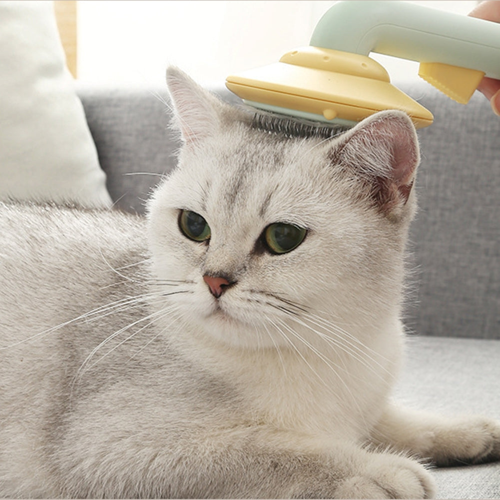 Pet Grooming Brush Hair Removal Comb Shedding Brush Self-cleaning Needle Comb Massage Tool Pets Supplies gray white
