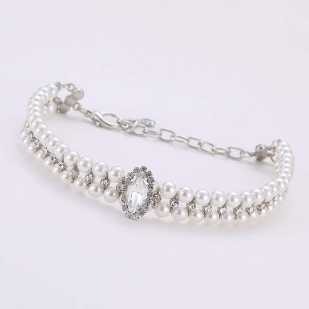 Pet Artificial Pearl Necklace Animals Jewelry Collars Pendants Pet Supplies For Small Medium Cats Dogs XS:16.5CM+6CM
