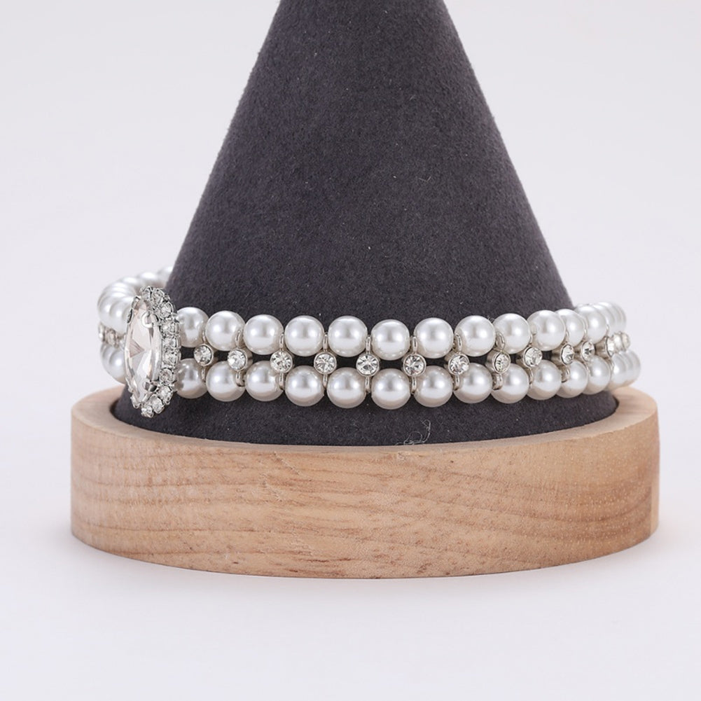 Pet Artificial Pearl Necklace Animals Jewelry Collars Pendants Pet Supplies For Small Medium Cats Dogs XS:16.5CM+6CM