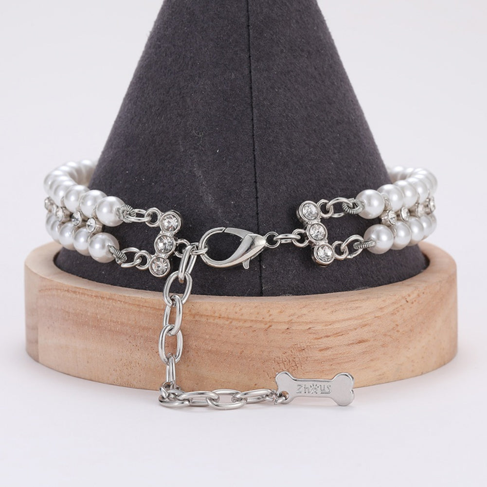 Pet Artificial Pearl Necklace Animals Jewelry Collars Pendants Pet Supplies For Small Medium Cats Dogs XS:16.5CM+6CM