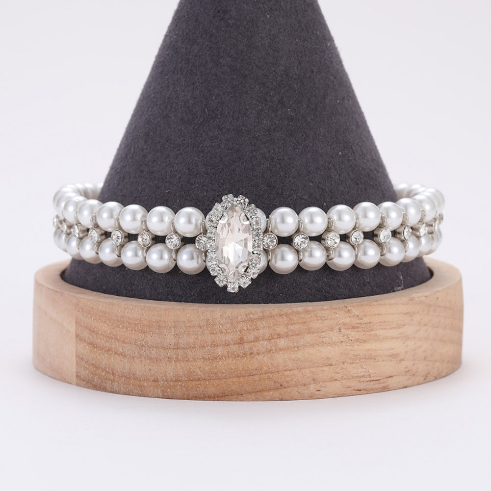 Pet Artificial Pearl Necklace Animals Jewelry Collars Pendants Pet Supplies For Small Medium Cats Dogs XS:16.5CM+6CM