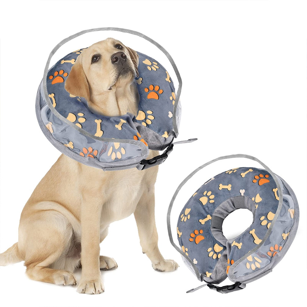 Pet Inflatable Cone Anti-bite Anti-lick Elizabethan Collars Protective Headgear For Stop Licking Biting Wounds blue L