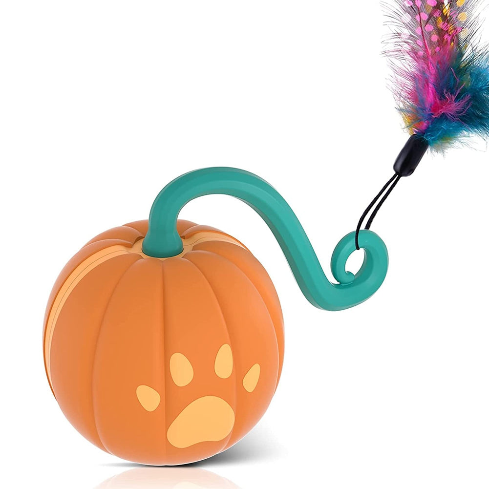 Cat 2-speed Interactive Toys Ball with Led Light 3pcs Feathers Type-c Charging Built-in 500mah Battery Watermelon