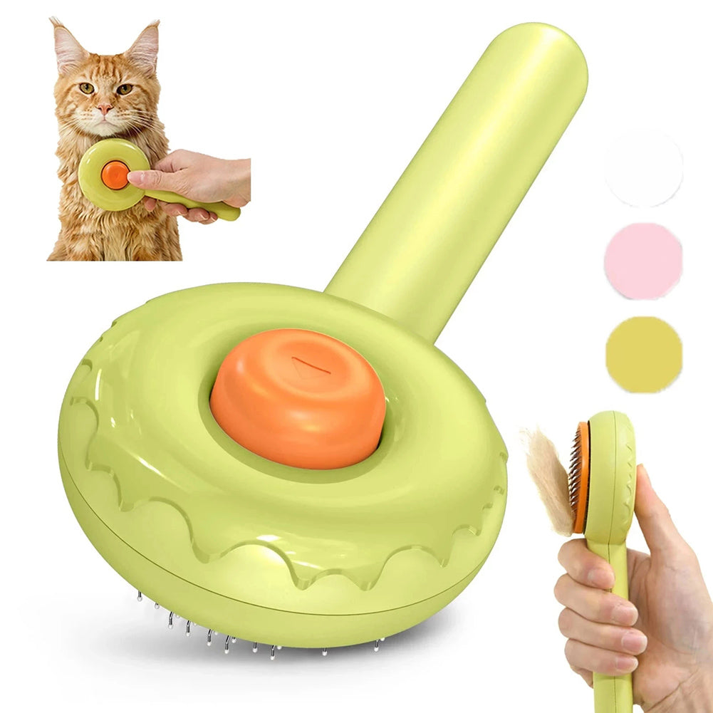 Pet Cat Donut Hair Removal Comb Anti-pain Cleaning Brush Hair Tools Pet Supplies for Shedding Grooming White