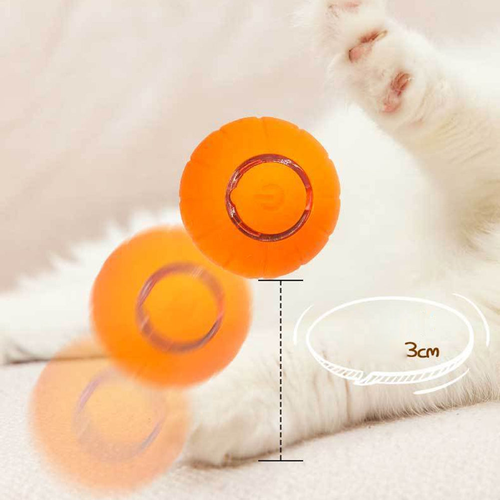 Pet Cats Smart Automatic Rolling Ball Bite-resistant Usb Charging Glowing Training Interactive Toys orange red