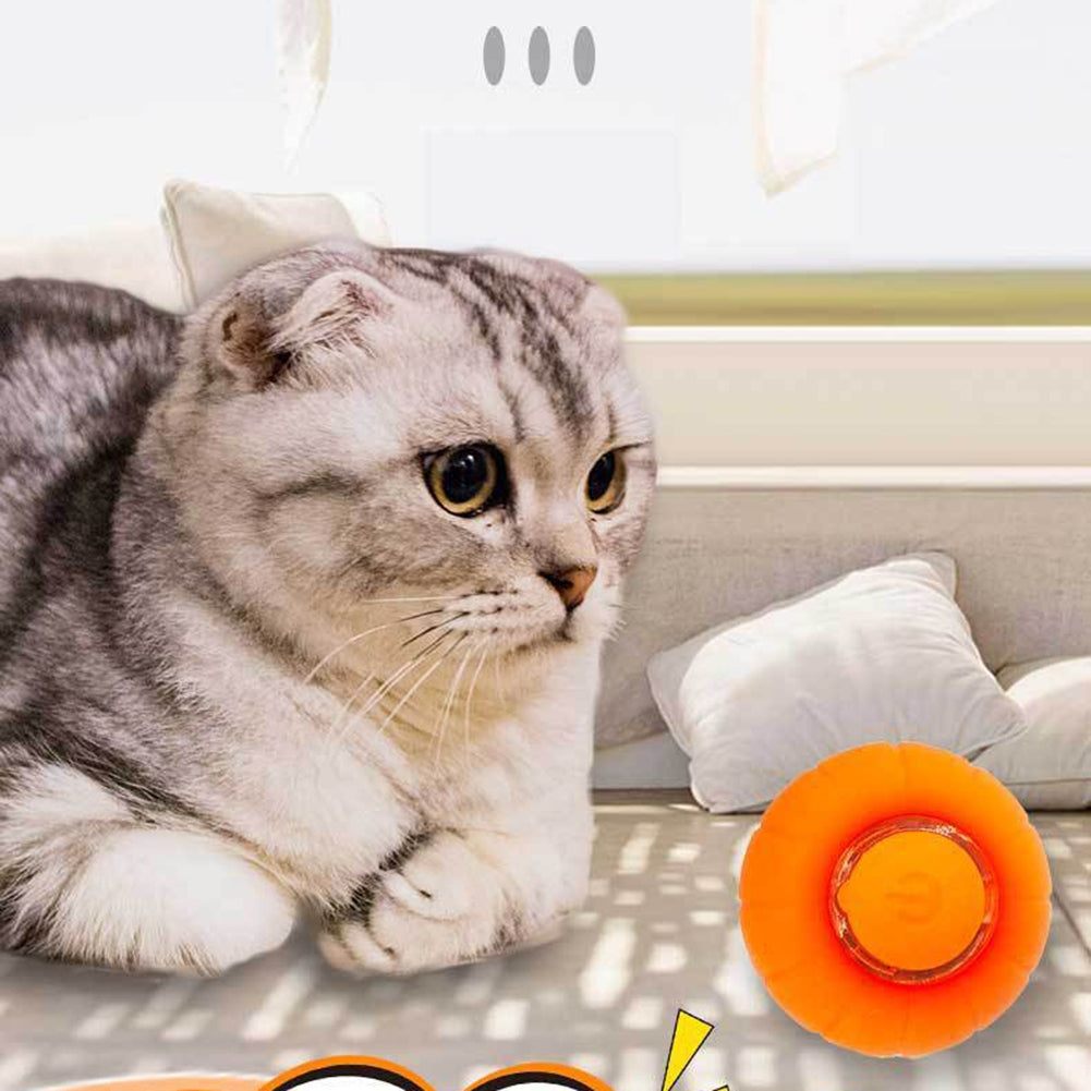 Pet Cats Smart Automatic Rolling Ball Bite-resistant Usb Charging Glowing Training Interactive Toys orange red