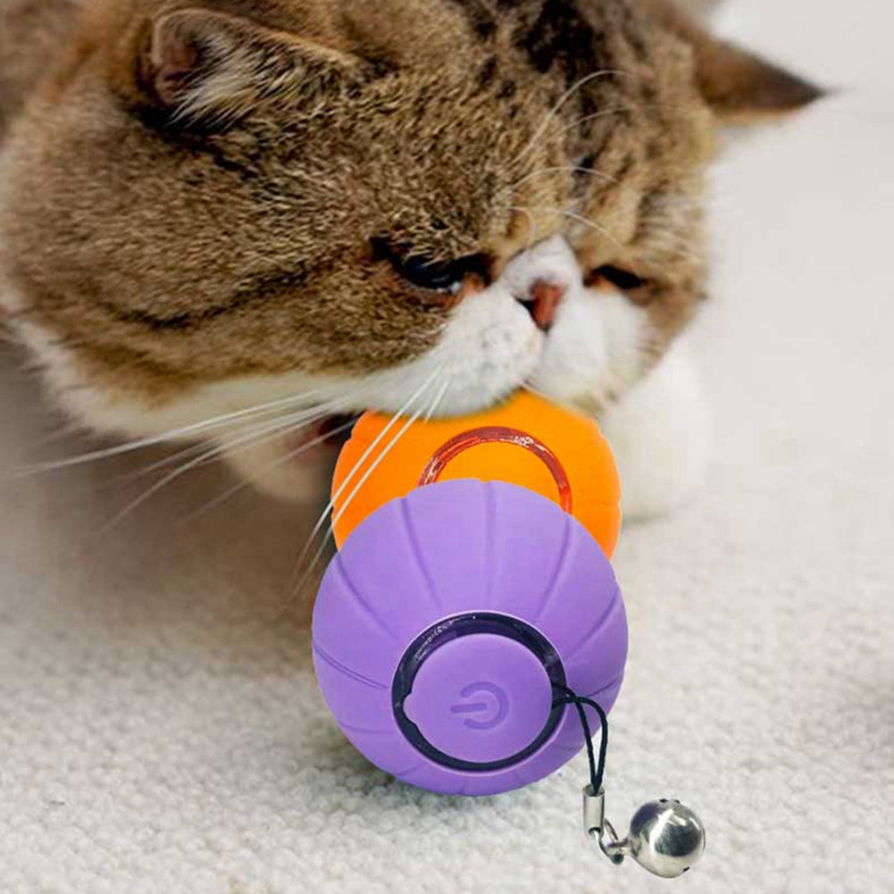 Pet Cats Smart Automatic Rolling Ball Bite-resistant Usb Charging Glowing Training Interactive Toys orange red