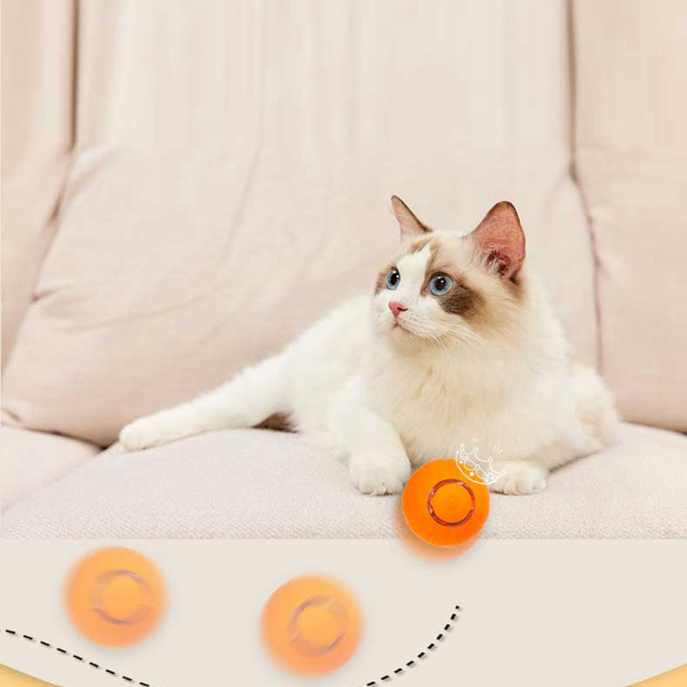 Pet Cats Smart Automatic Rolling Ball Bite-resistant Usb Charging Glowing Training Interactive Toys orange red