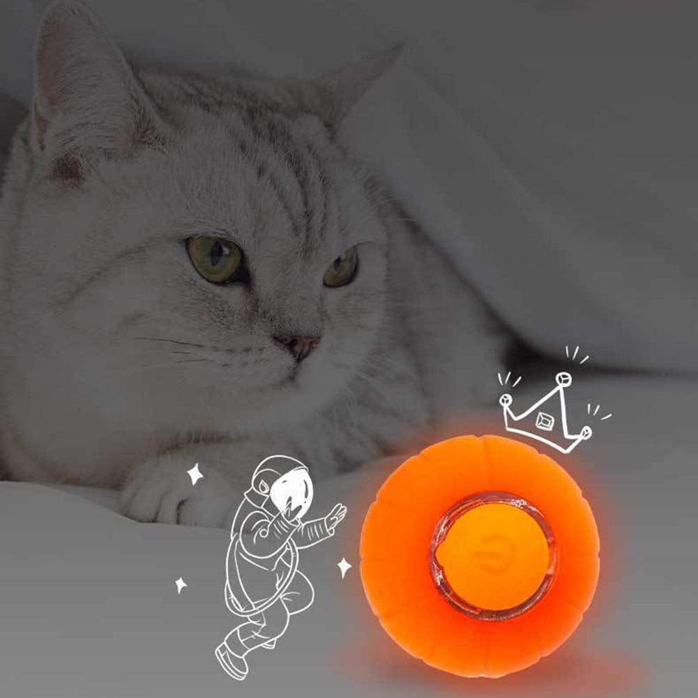 Pet Cats Smart Automatic Rolling Ball Bite-resistant Usb Charging Glowing Training Interactive Toys orange red