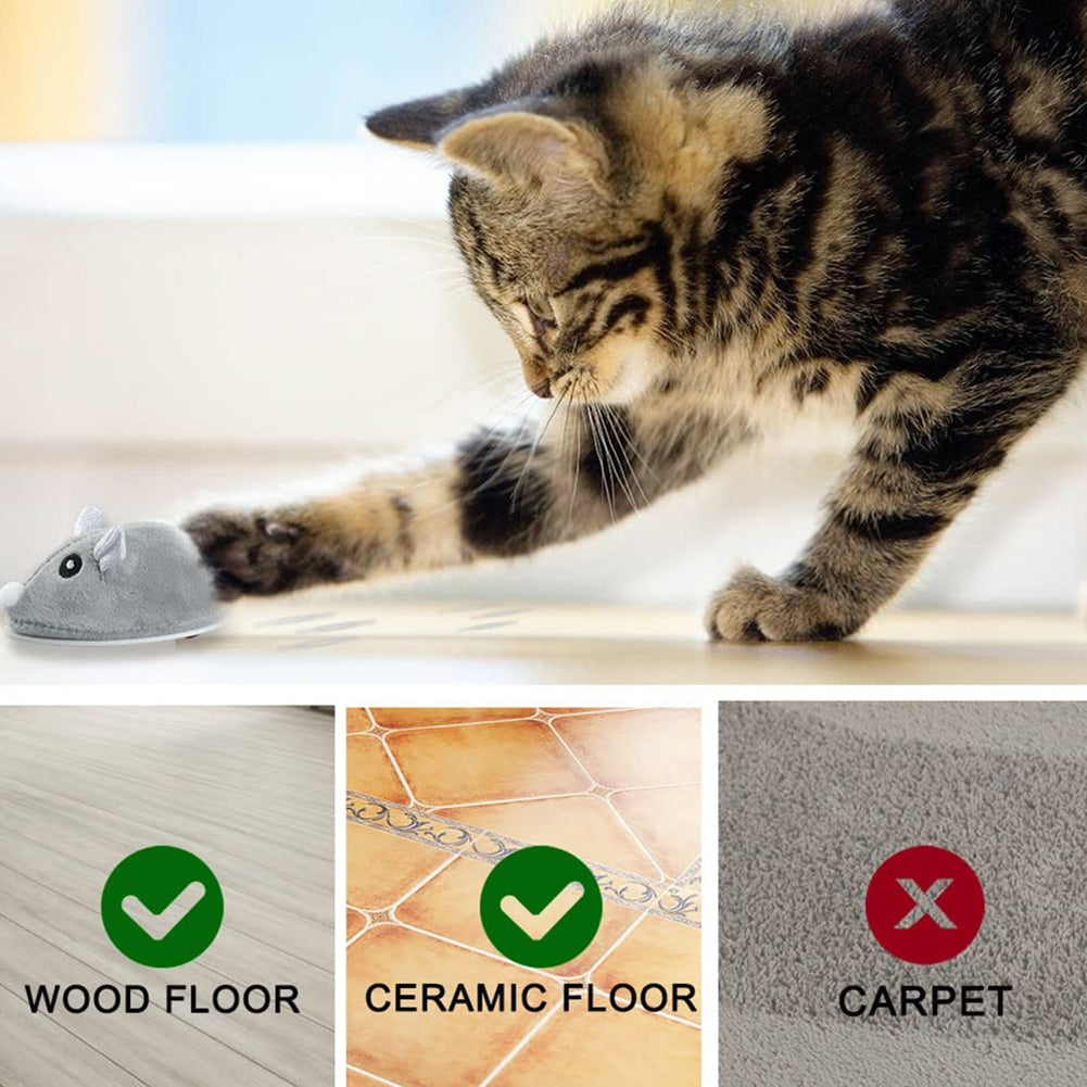 Pet Cat Plush Electronic Fake Mouse Toy With Feather Usb Rechargeable Interactive Cat Toys For Indoor Cats grey