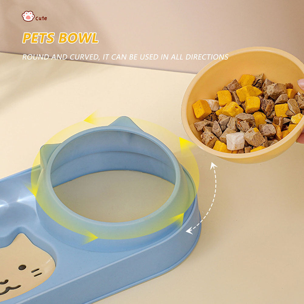 Pet Cat Double Bowls Anti-overturning Neck Protection Dog Automatic Food Bowl Water Dispenser Container Green  Ordinary