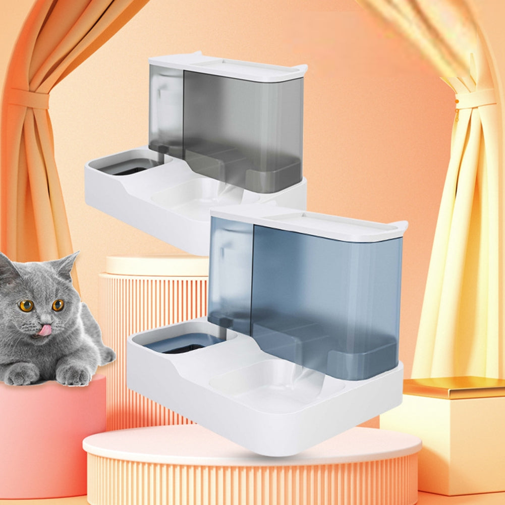 Pet Automatic Feeder Food Bowl Large Capacity Dry Wet Separation Ndog Cat Food Dispenser Pet Supplies gray