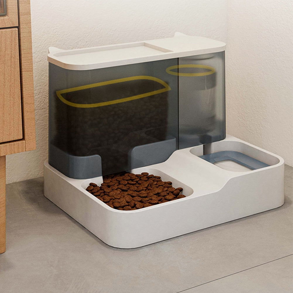 Pet Automatic Feeder Food Bowl Large Capacity Dry Wet Separation Ndog Cat Food Dispenser Pet Supplies gray