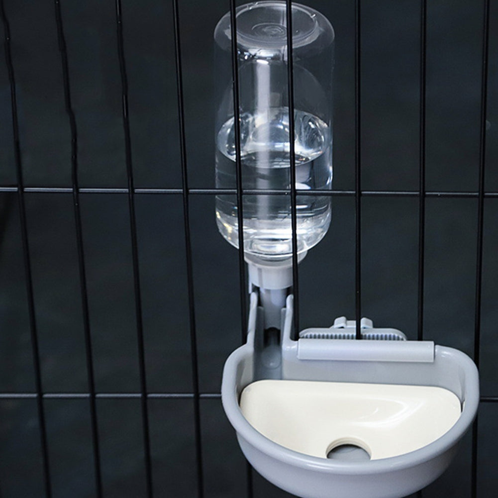 Pet Cage Hanging Water Dispenser 13cm Diameter Large Capacity Automatic Drinking Water Bowls Dog Cat Supplies Gray