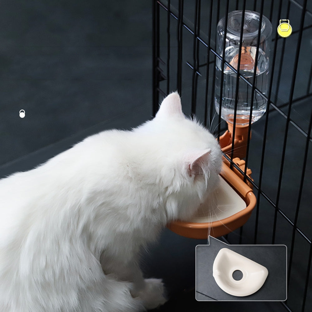 Pet Cage Hanging Water Dispenser 13cm Diameter Large Capacity Automatic Drinking Water Bowls Dog Cat Supplies Orange