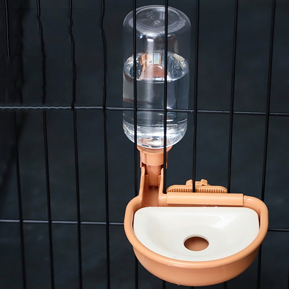 Pet Cage Hanging Water Dispenser 13cm Diameter Large Capacity Automatic Drinking Water Bowls Dog Cat Supplies Orange