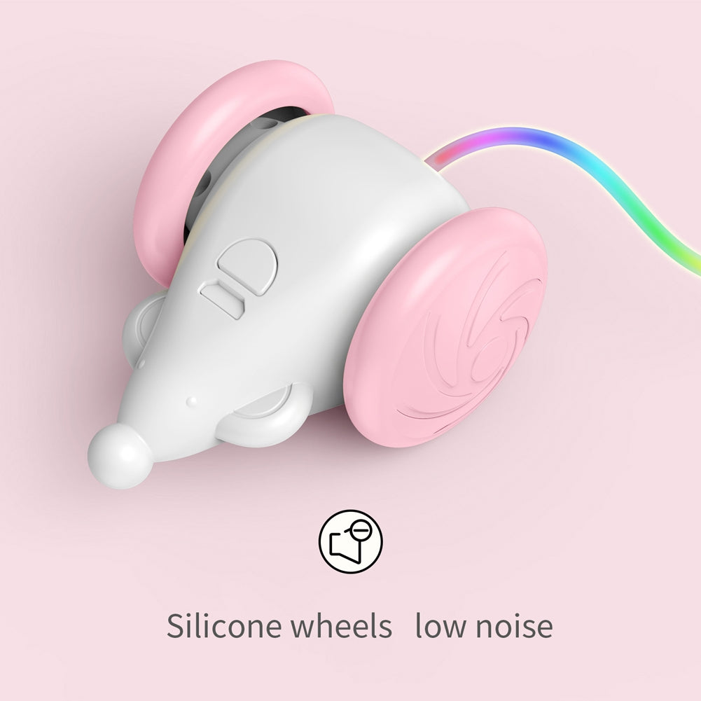 Pet Smart Electric Mice Toys Bite-resistant Self-playing Mouse Teaser With Led Color Changing Tail For Indoor Cats pink