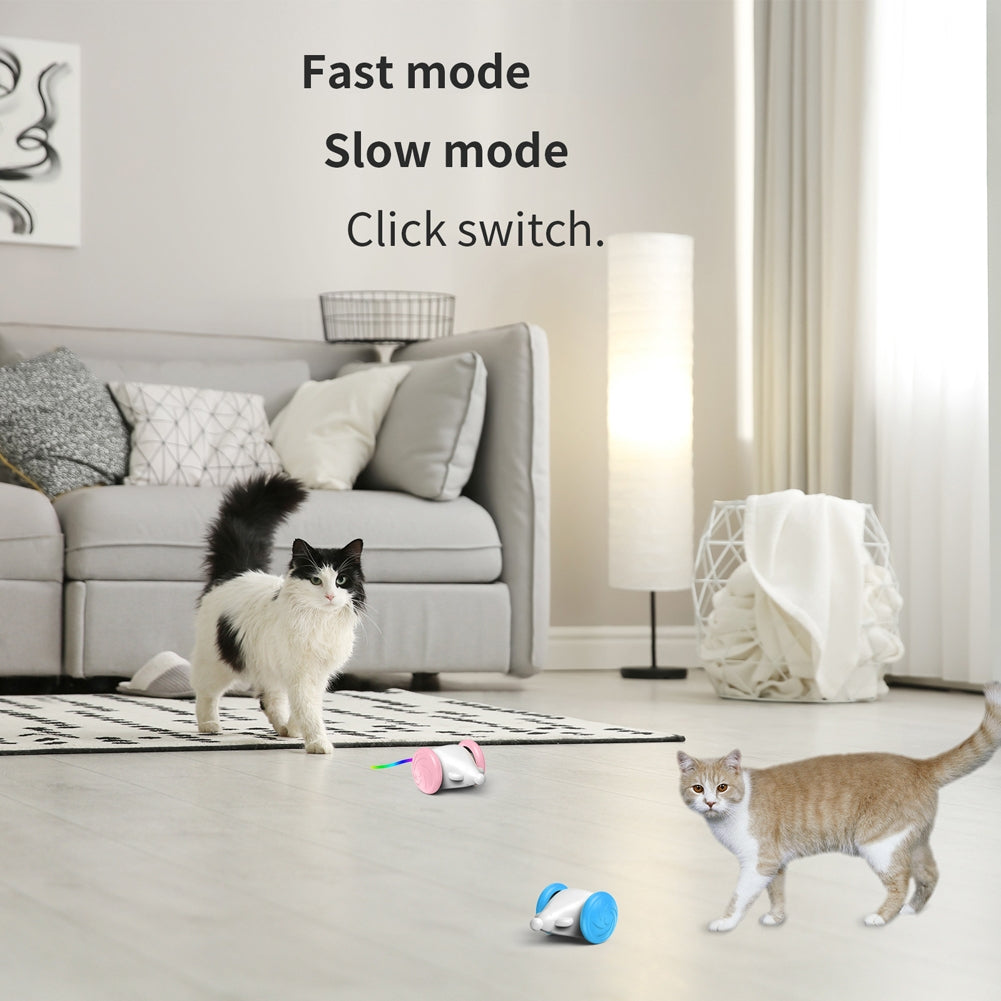 Pet Smart Electric Mice Toys Bite-resistant Self-playing Mouse Teaser With Led Color Changing Tail For Indoor Cats pink