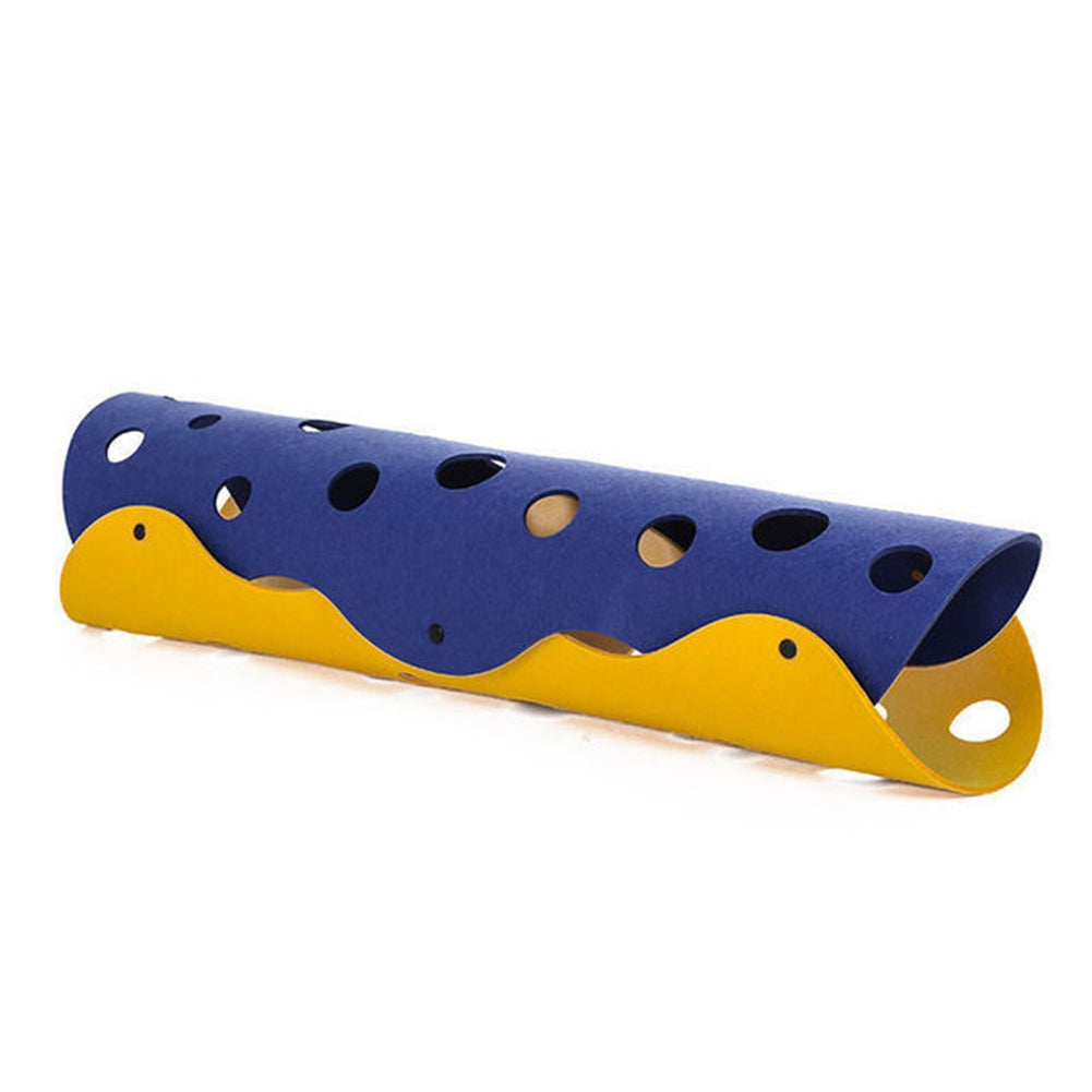Pet Felt Diy Splicing Tunnel Deformable Kitten Cats Nest Interactive Toy Blue Yellow