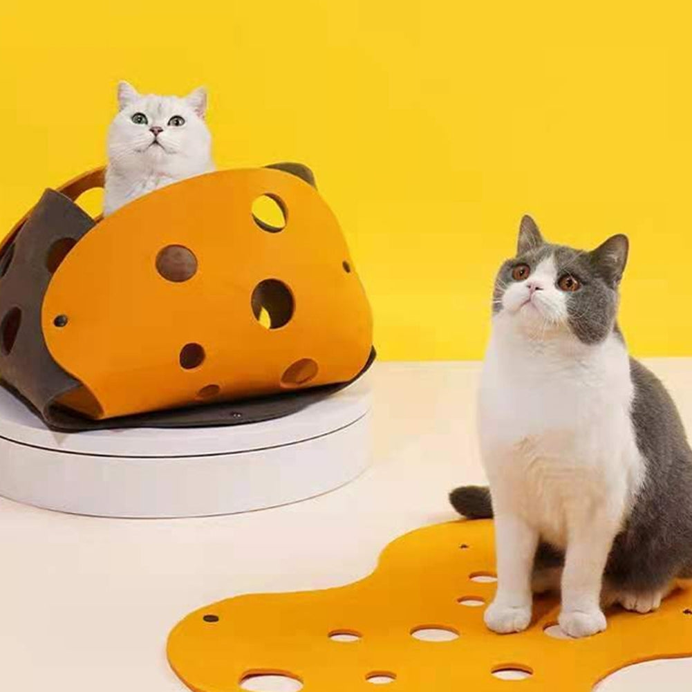 Pet Felt Diy Splicing Tunnel Deformable Kitten Cats Nest Interactive Toy Blue Yellow