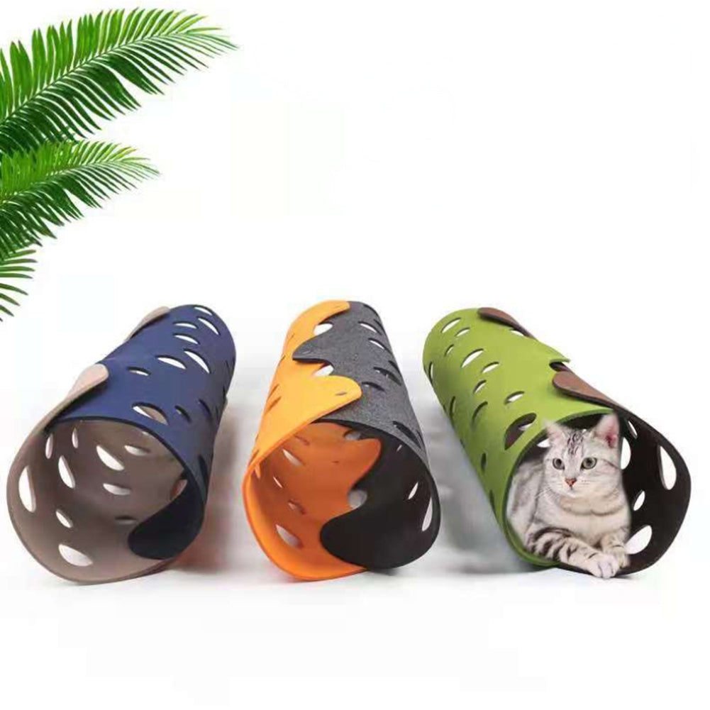 Pet Felt Diy Splicing Tunnel Deformable Kitten Cats Nest Interactive Toy Blue Yellow