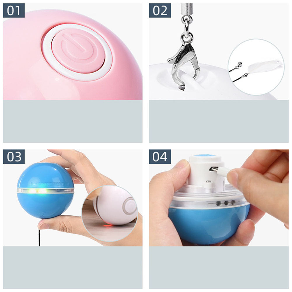 LED Teaser Ball with Replacement Head Electric Cat Toys for Pet gray