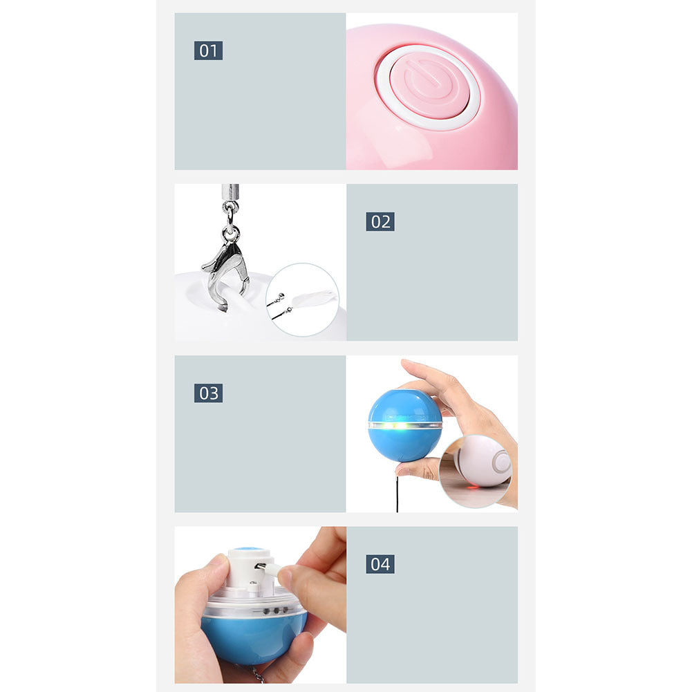LED Teaser Ball with Replacement Head Electric Cat Toys for Pet gray