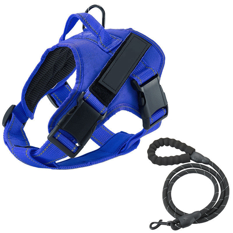 Color: Blue, Size: XXL - Dog vest chest strap leash