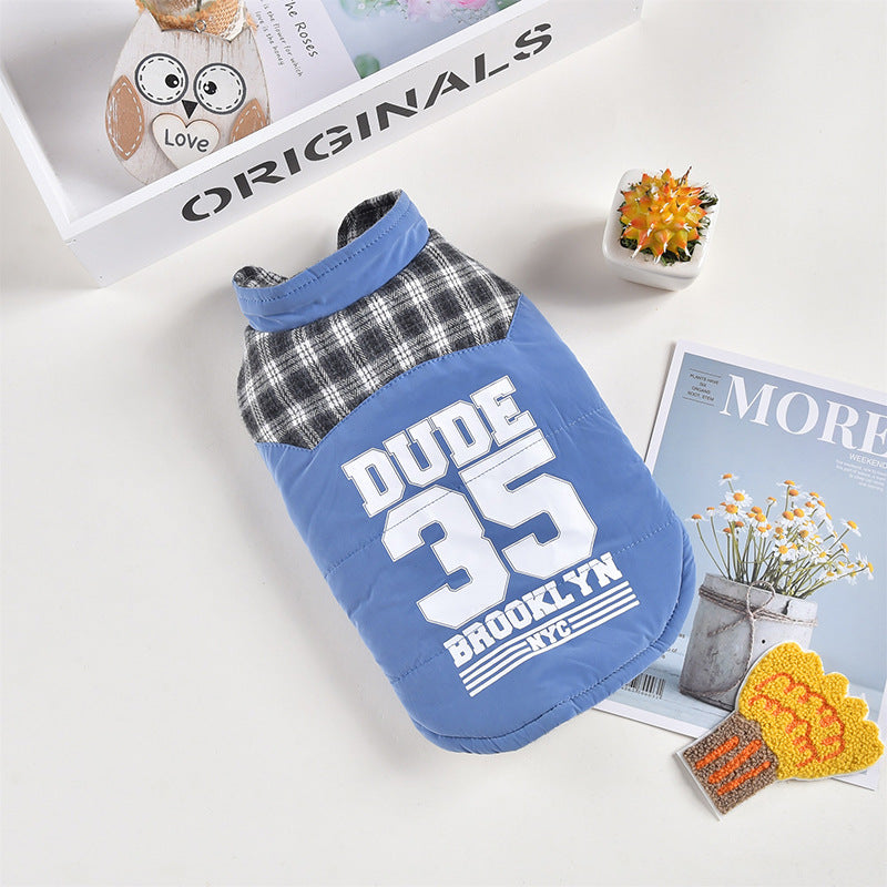 Color: Blue, Size: S - New Teddy Pet Plaid Vest Jacket For Autumn And Winter