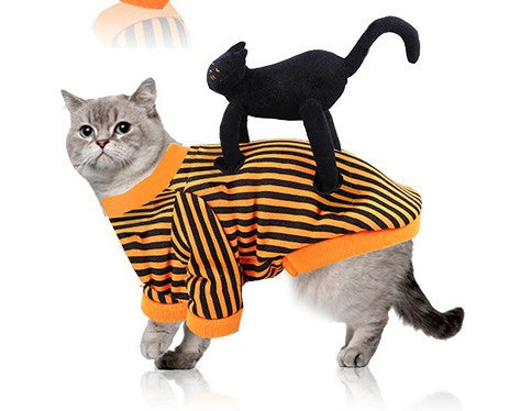style: Style2, Size: M - Halloween Pet Funny Black Skull Horror Make-up Cat Accessories Pet Dress Up Costume