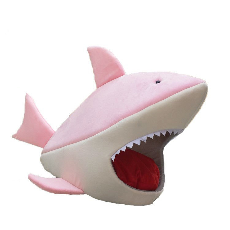 Color: Pink, Dimensions: 75x36x55cm - Shark Shape Pet Kennel Kennel Cat Kennel Dog Bed