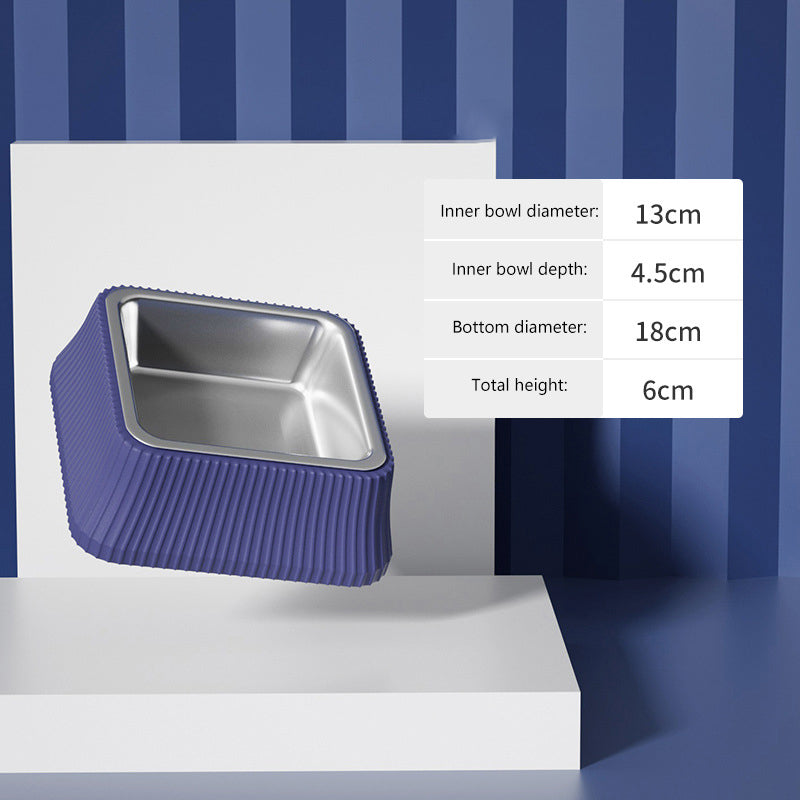 Color: Blue, style: Square bowl - Dog Bowl Dog Food Bowl Stainless Steel Anti-overturning Large Bowl Pet Bowl Supplies